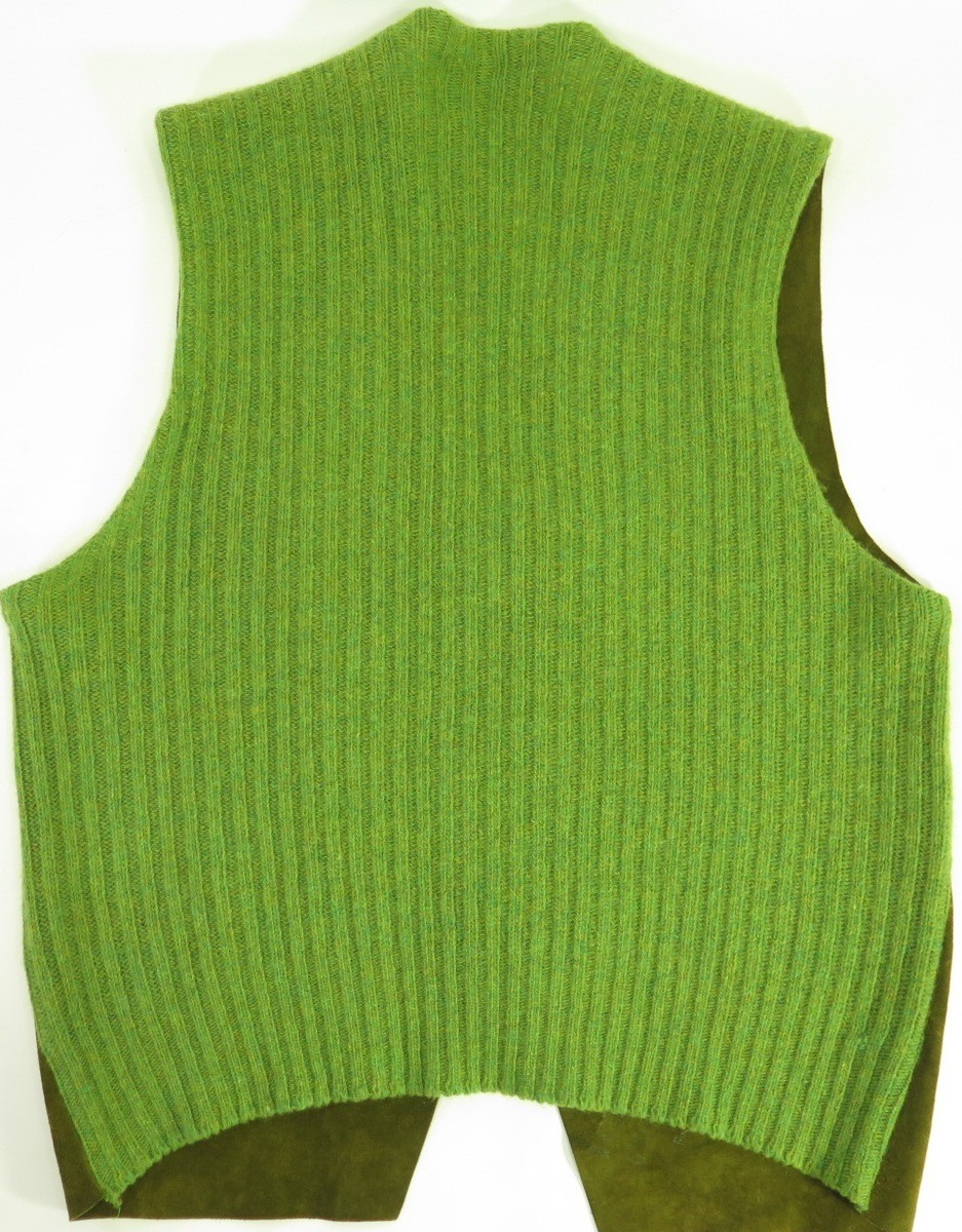 Vintage 80s Suede Nubuck Vest Large Deadstock Wool Knit Green | The ...