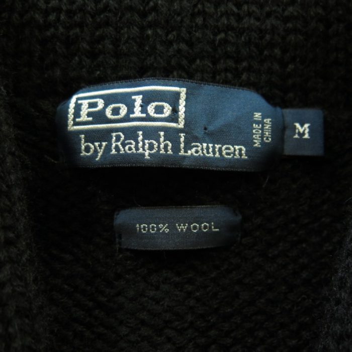 Polo by Ralph Lauren Cowichan Sweater Mens M Black Wool Embroidered ...