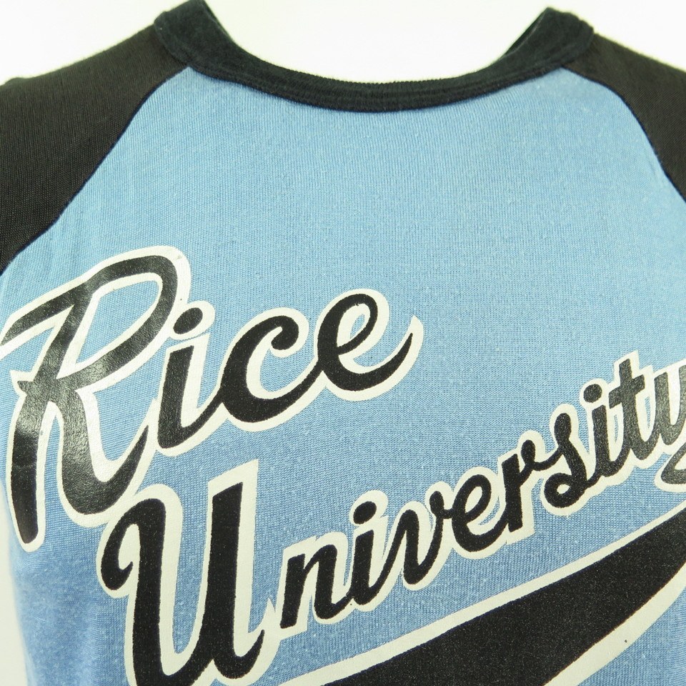 Vintage 70s Rice University T-Shirt Durene XL Raglan Two Tone Velva ...