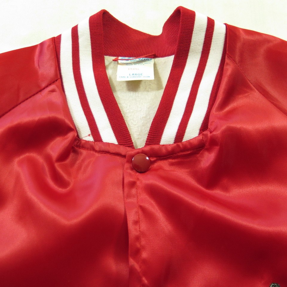 Used USA 80s きれいなレッド♡ スナップフロント ランチコート Vintage Snap-On Satin Racing Jacket Size Large | eBay