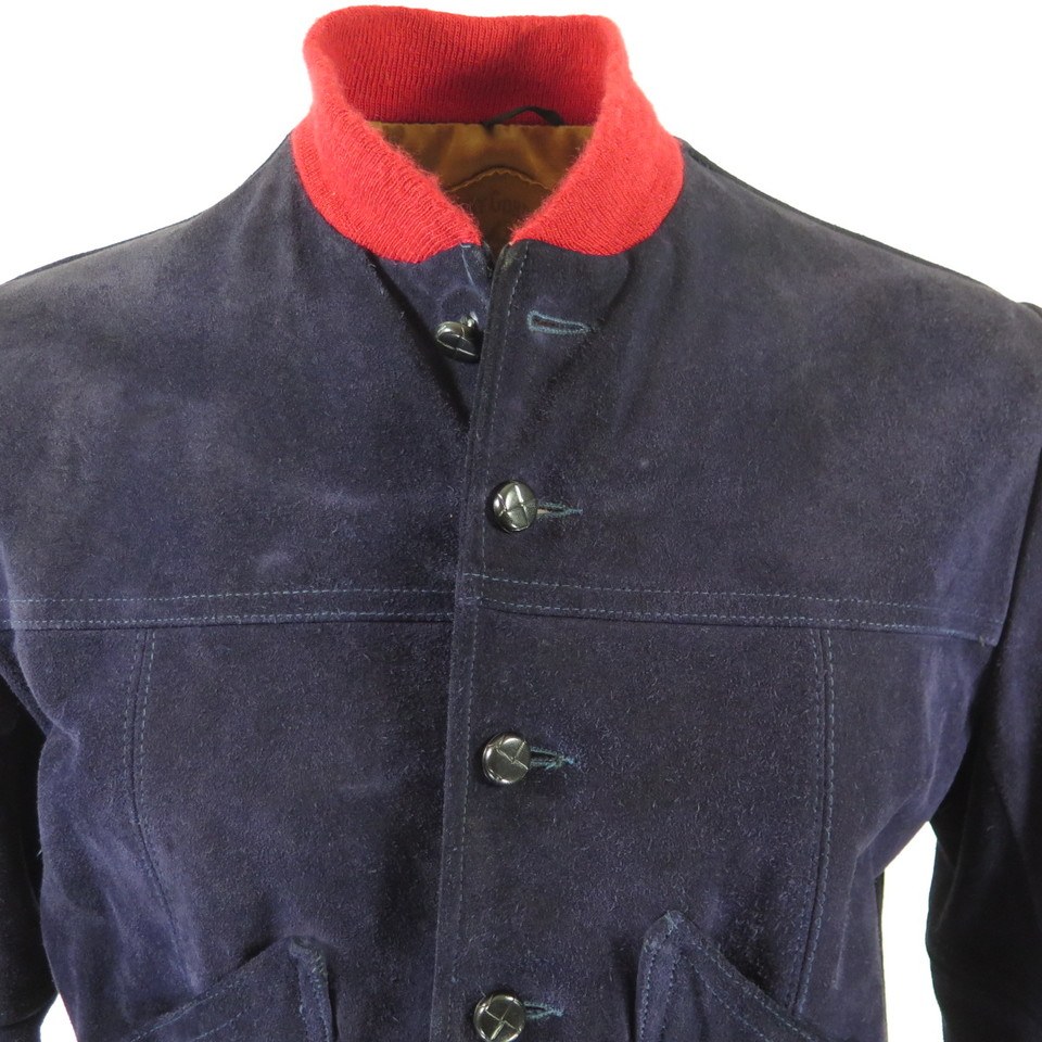 Vintage 80s Blue Suede Leather Jacket 40 Med Retro Style US Made | The ...