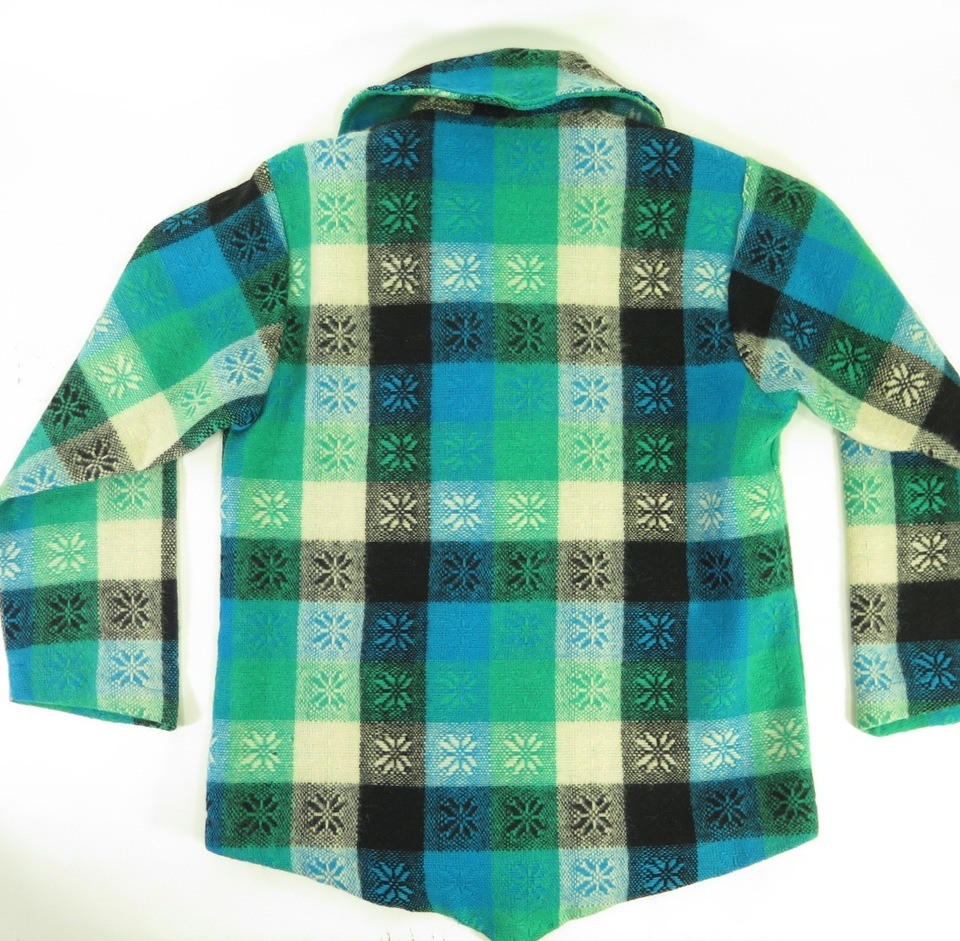 Vintage 60s Plaid Hippie Shirt Mens S Wool Blue Green Flannel Pullover |  The Clothing Vault