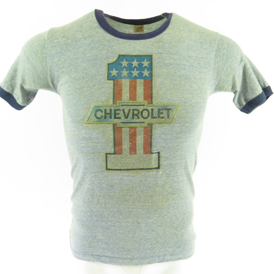 Vintage 70s Chevrolet T-Shirt S Hanes USA Made Number One Retro Print Thin