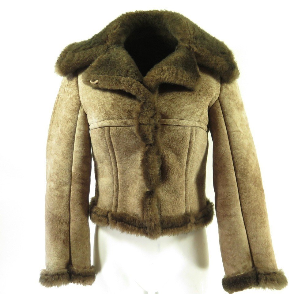 Vintage Shearling Jacket Womens S Deadstock Sheepskin Leather