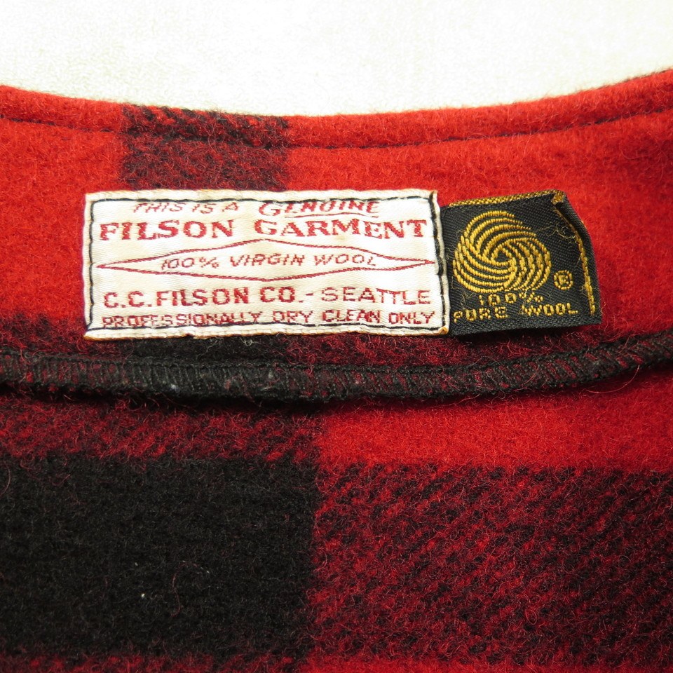 Vintage 90s Filson Wool Vest Mens XL Black Buffalo Plaid Red Hunting ...