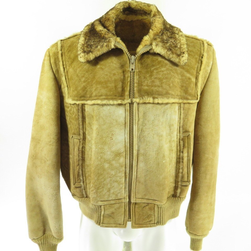 Mens Sheepskin Western Bomber Coat, S