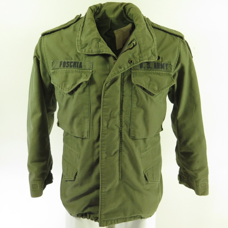 Vintage 70s M-65 Field Jacket Mens S Short Military OG-107 Army 78 ...