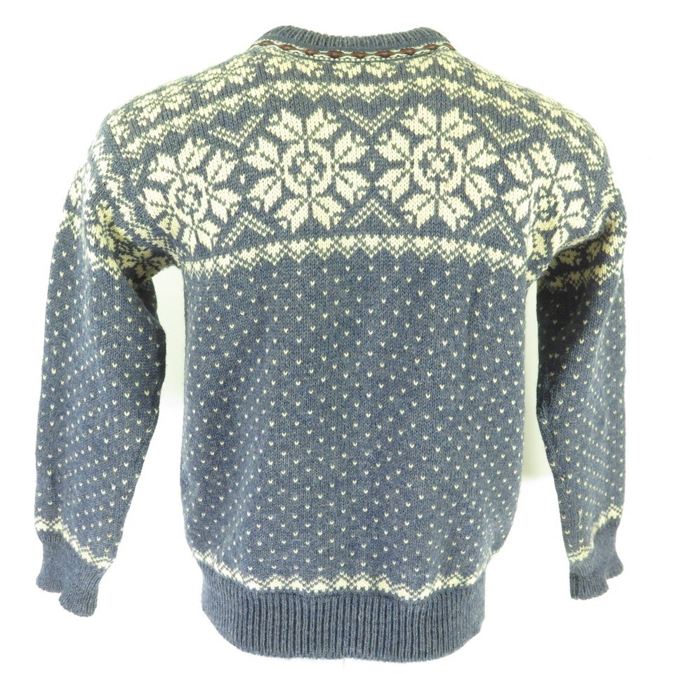 Vintage 80s Dale of Norway Sweater Jacket Mens L Pewter Button Blue ...