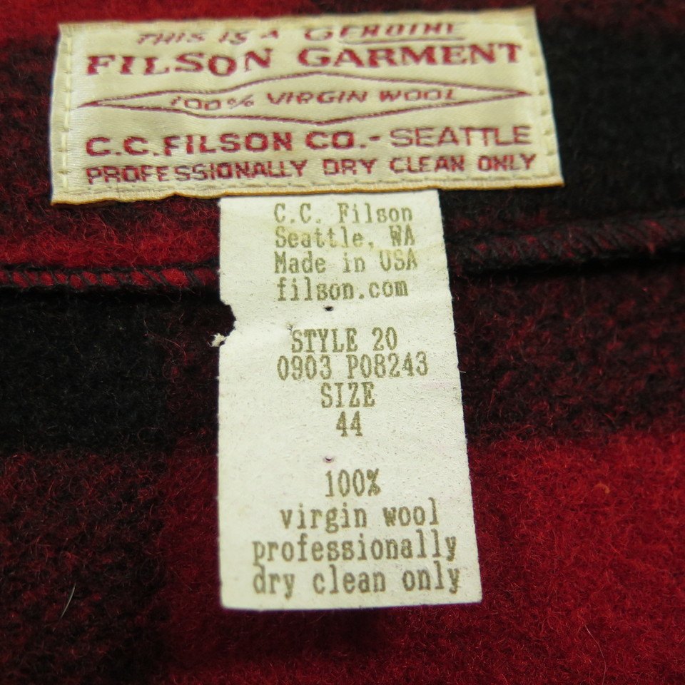 Filson Wool Vest Mens 44 Red Black Buffalo Plaid Hunting | The Clothing ...