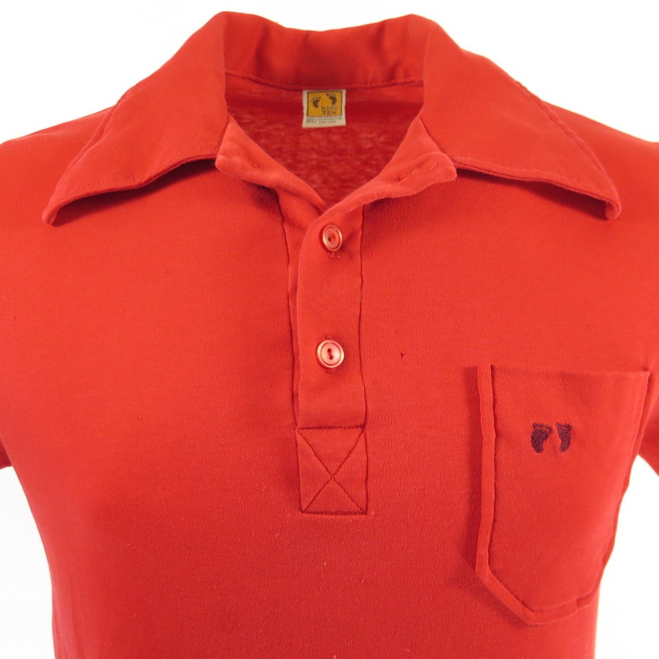 Vintage 60s Hang Ten Polo Shirt Mens XL Red Surf Skate | The Clothing Vault