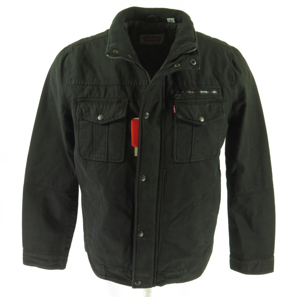 Levis Black Denim Jacket Mens M Red Tab New With Tags Quilted Liner ...