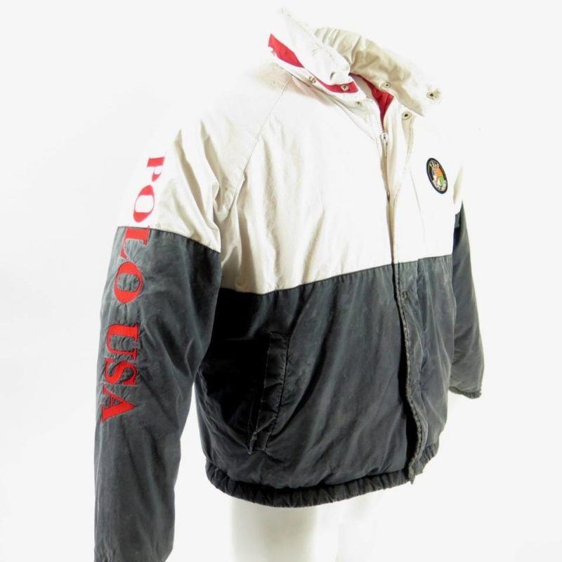 Vintage 90s Polo USA Ralph Lauren Down Jacket M P-wing Cookie Crest
