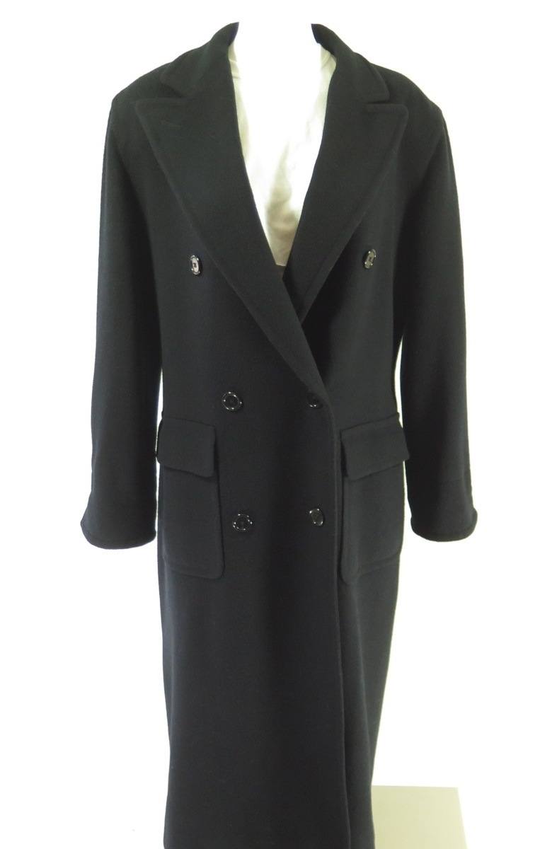 Vintage 90s Lauren Ralph Lauren Coat Womens 8 Overcoat Pure Wool Navy Blue