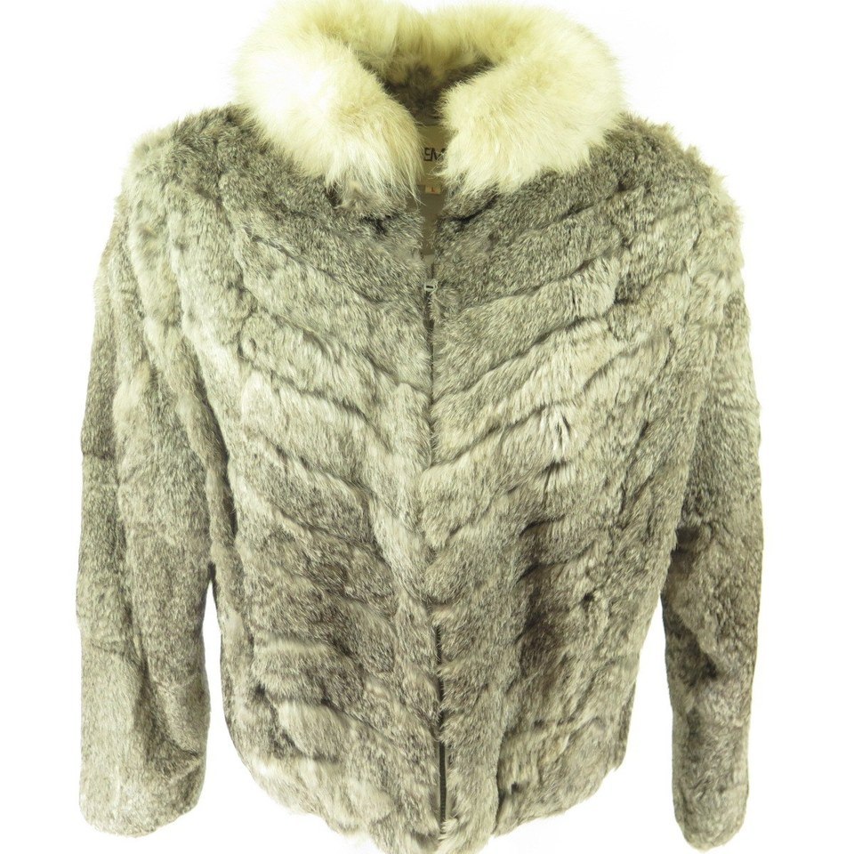 Menufy Damaged Vintage Rabbit Fur Coat Jacket