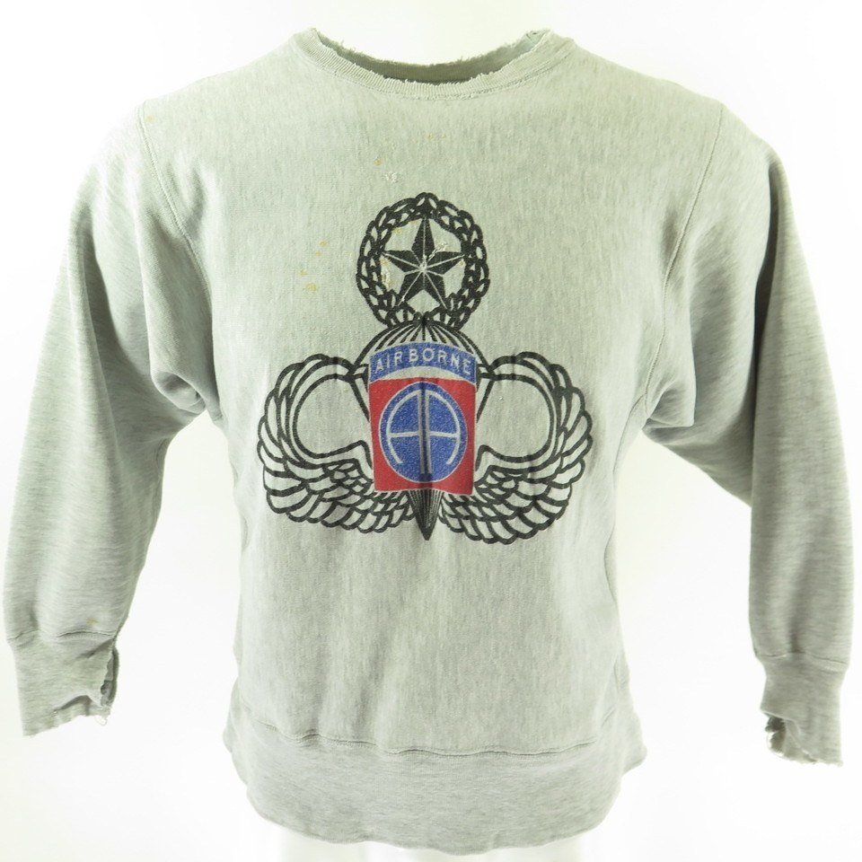 Vintage 80s Army Airborne Paratrooper Sweatshirt M Champion Reverse Weave  USA