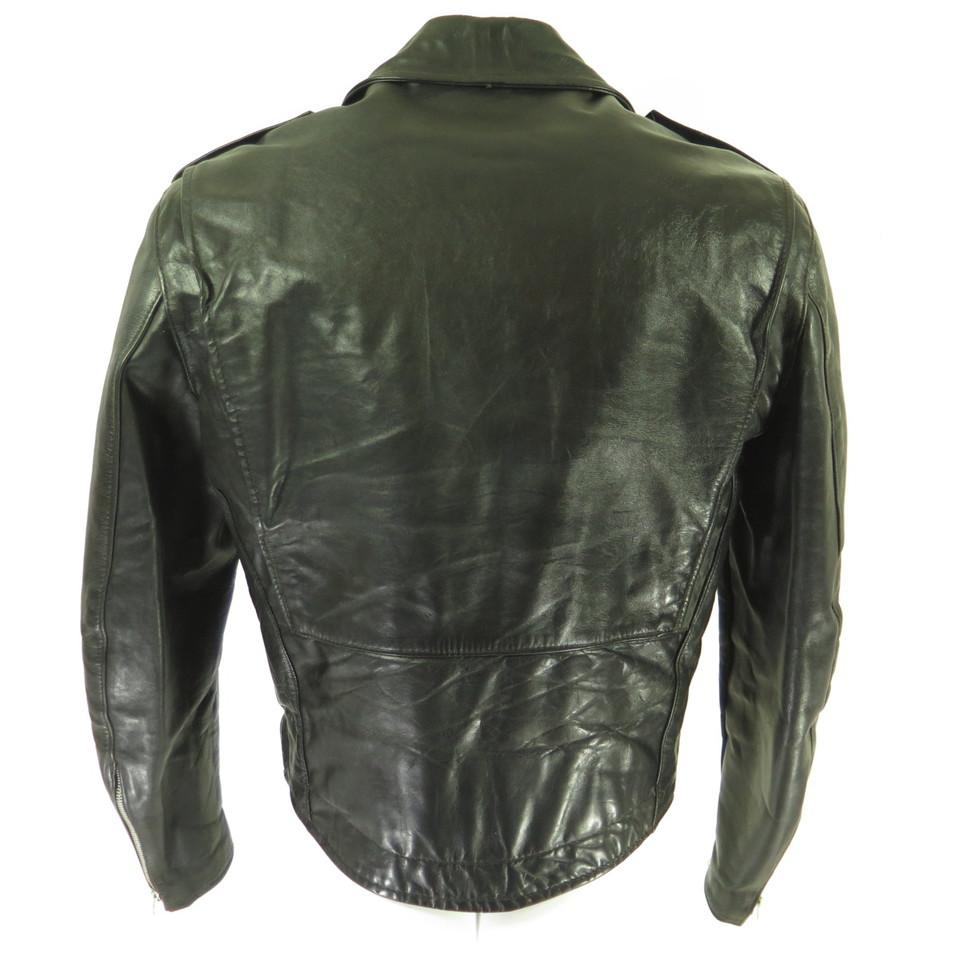 Vintage 50s Brooks Leather Jacket 44 Black Greaser Motorcycle Biker ...