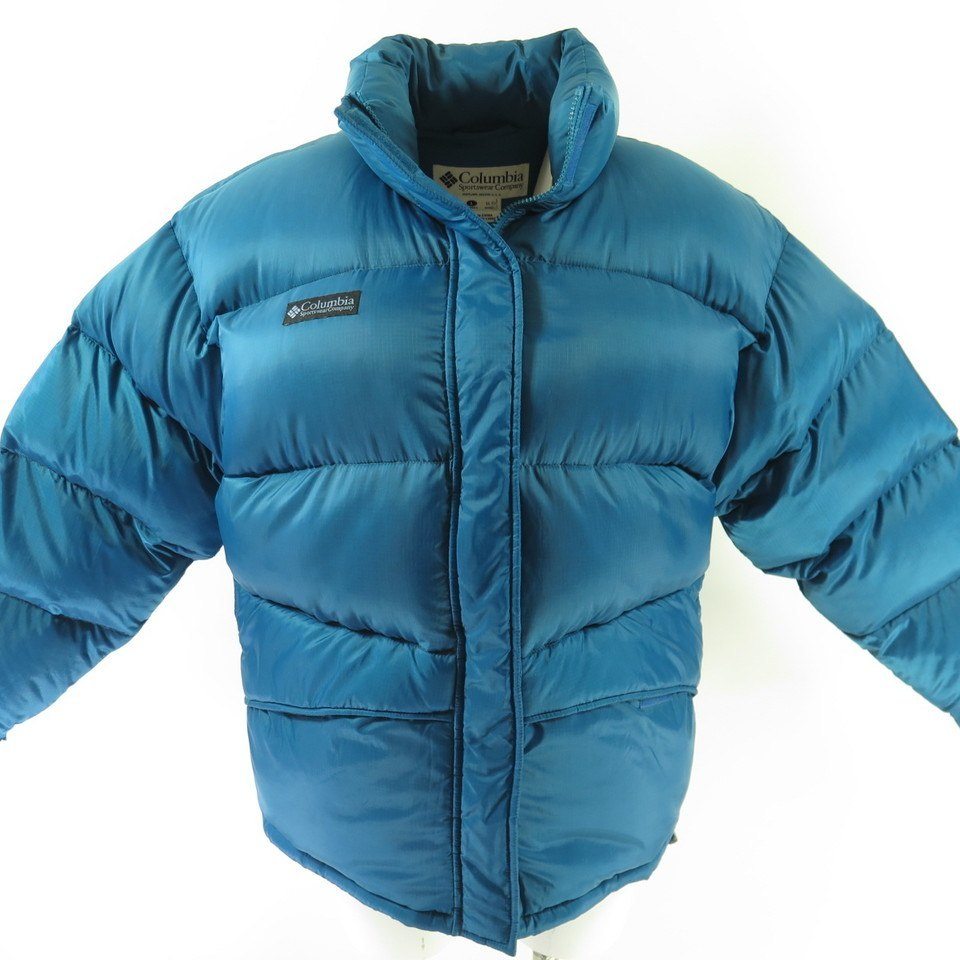 Columbia Down Puffy Jacket Womens L Quilted Teal Blue Insulated | The Clothing Vault