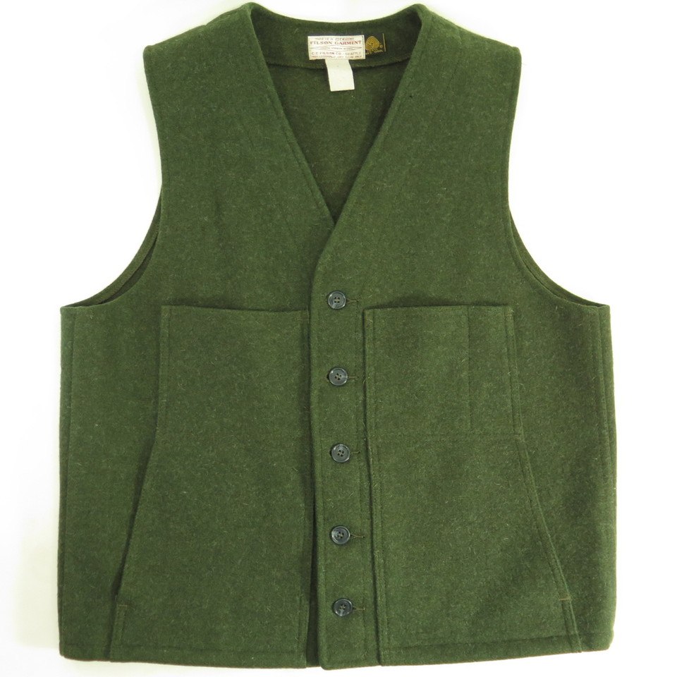 Vintage 90s CC Filson Mackinaw Vest M Virgin Wool Green Hunting | The ...