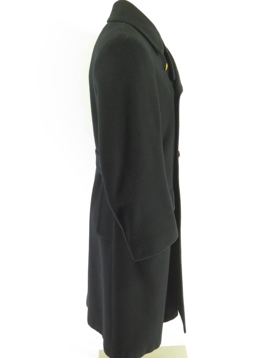 Vintage 60s Canada Canadian Coat 38 Overcoat Navy Military Black Wool ...