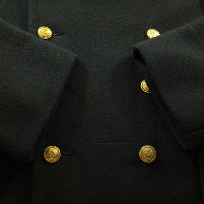 Vintage 60s Canada Canadian Coat 38 Overcoat Navy Military Black Wool ...