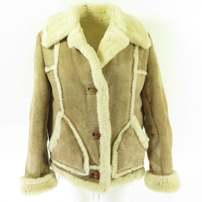 Vintage 70s Sheepskin Shearling Jacket Coat Womens M Cowgirl Apres Ski ...