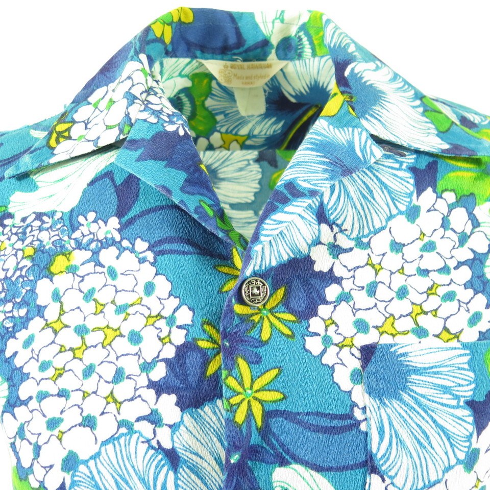Vintage 60s Royal Hawaiian Shirt Mens L Floral Metal Japanese Button ...