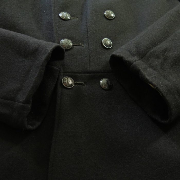 Vintage 40s National Fire Service Pea Coat 36 Long British WWII Black ...