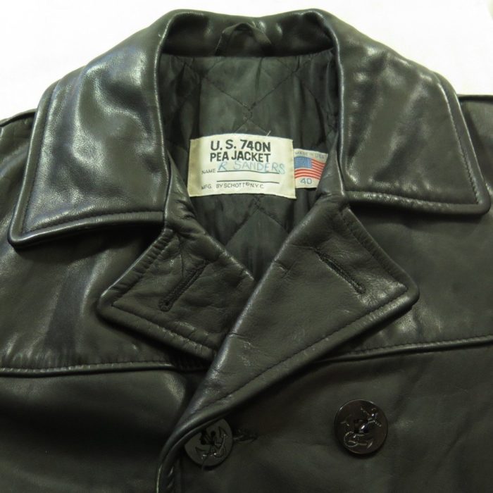 Vintage 80s Schott Leather Jacket Mens, Schott Leather Peacoat 740n