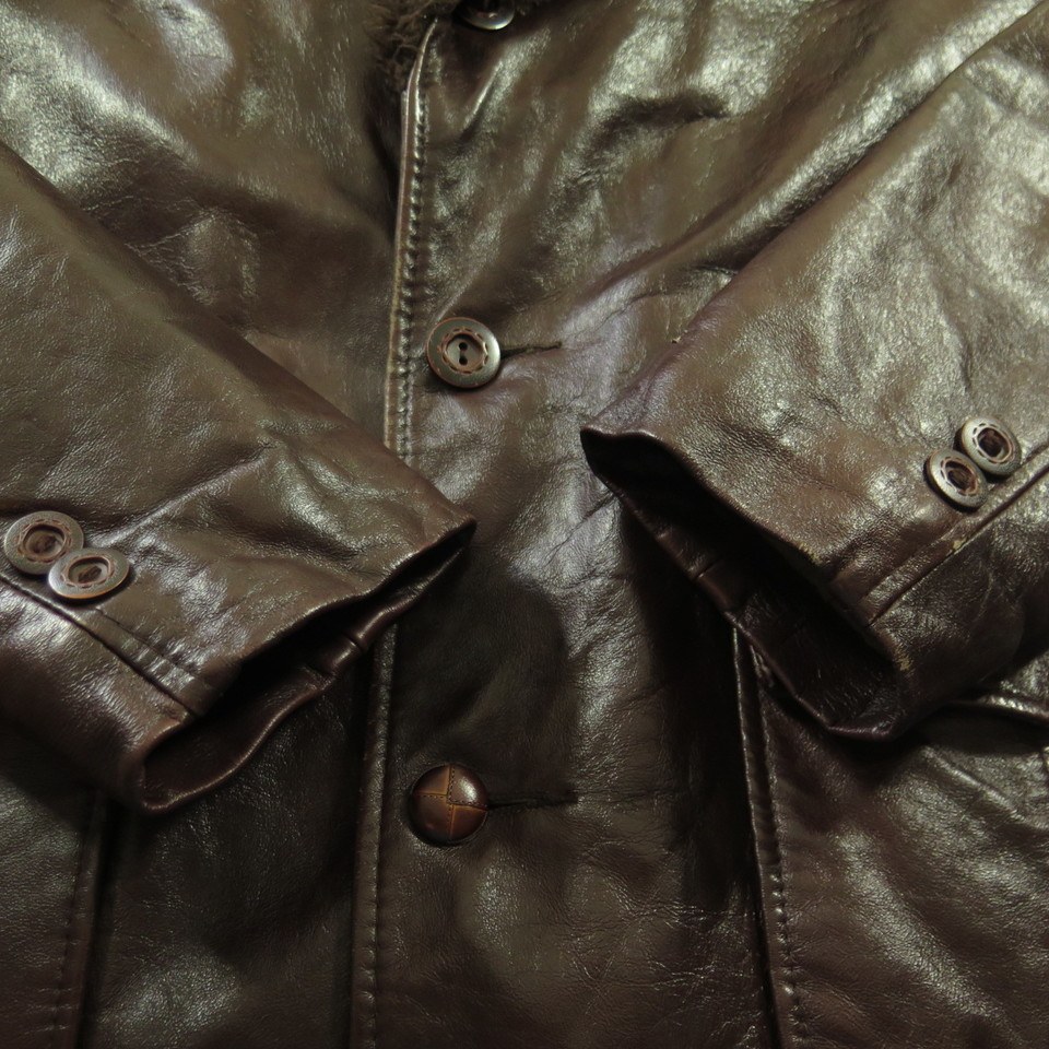 Vintage 80s Schott Leather Jacket Mens M Western Fleece Brown | The ...