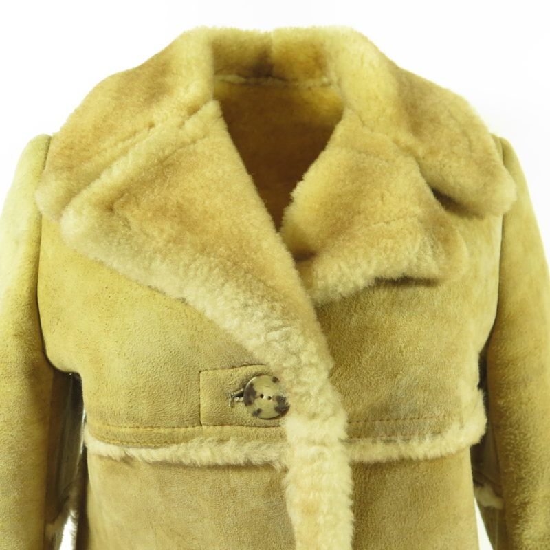 Vintage 80s Sheepskin Shearling Coat Womens 8 Texas Tanning Horn Button ...