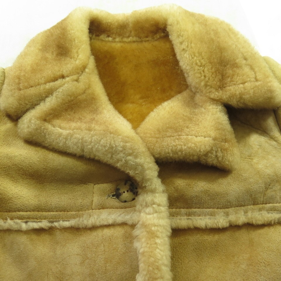 Vintage 80s Sheepskin Shearling Coat Womens 8 Texas Tanning Horn Button ...