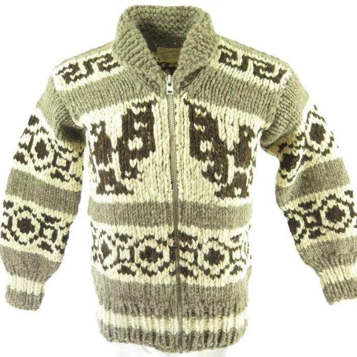 Vintage 60s Cowichan Indian Sweater Mens M Bird Motif Wool | The 
