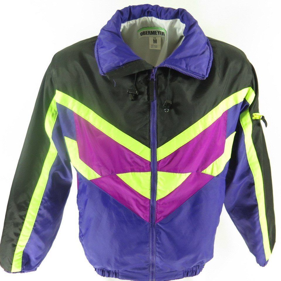 Vintage 90s Obermeyer Bingo Ski Jacket Mens M Deadstock Neon Hooded Retro |  The Clothing Vault