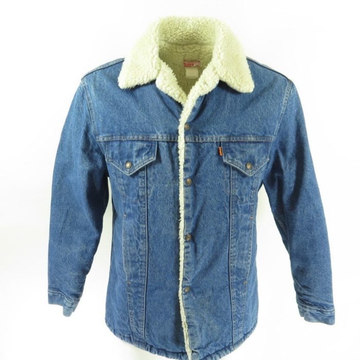 Vintage 70s Levis Long Trucker Sherpa Jacket 42 Orange Tab Fleece Cotton  Denim | The Clothing Vault