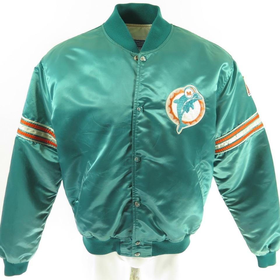 Vintage 80s Miami Dolphins Starter Jacket Mens XL NFL Football Patches  Satin