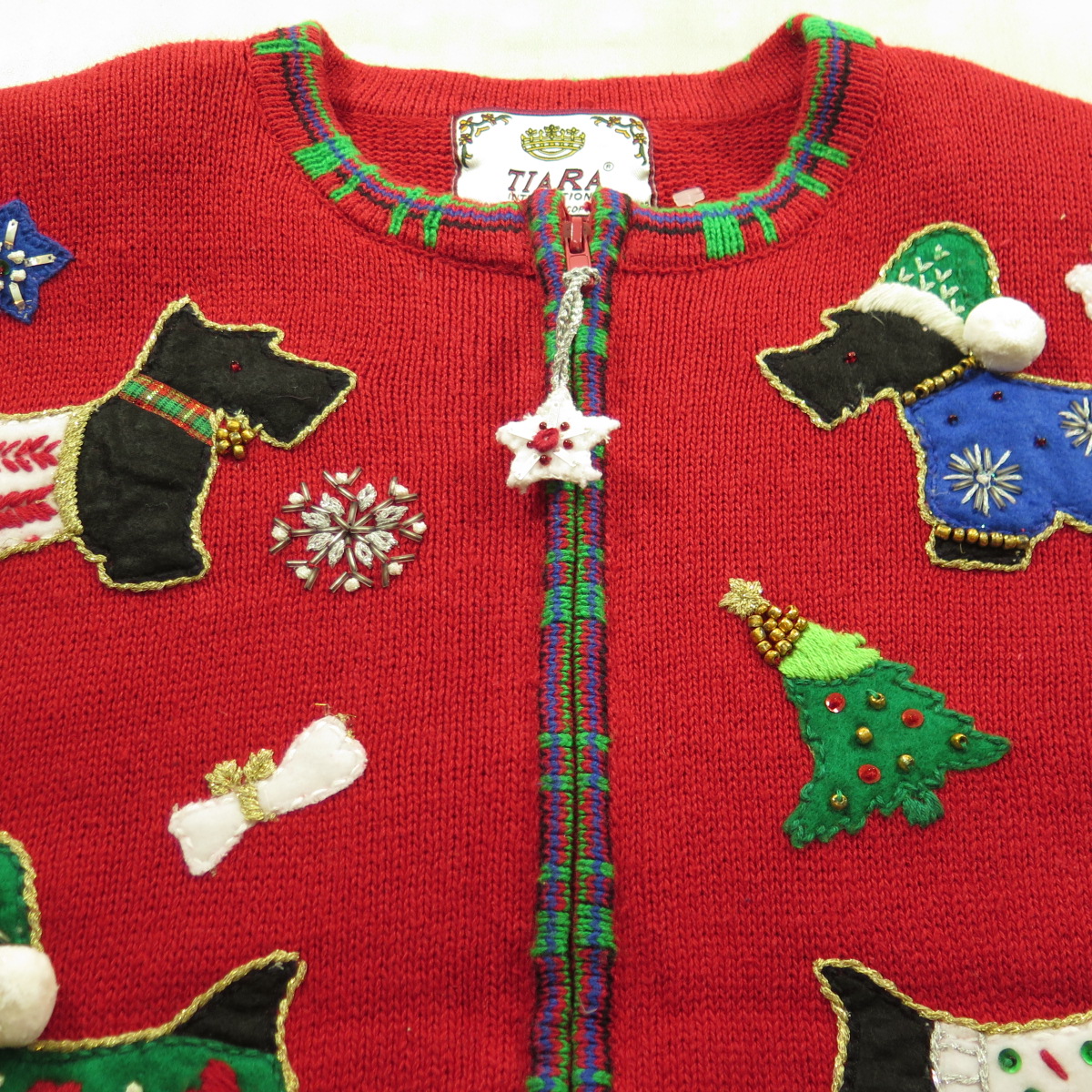 Ugly Christmas Sweater Scotty Dog Cardigan Medium New Scottish Terrier ...