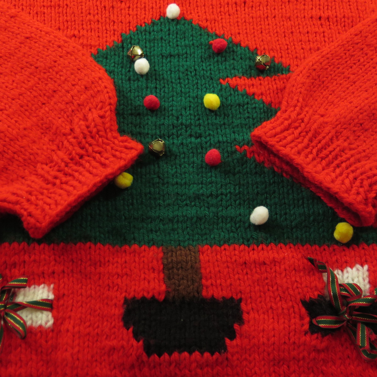 Vintage 60s Ugly Christmas Tree Sweater XLarge Jingle Bells Noisy ...