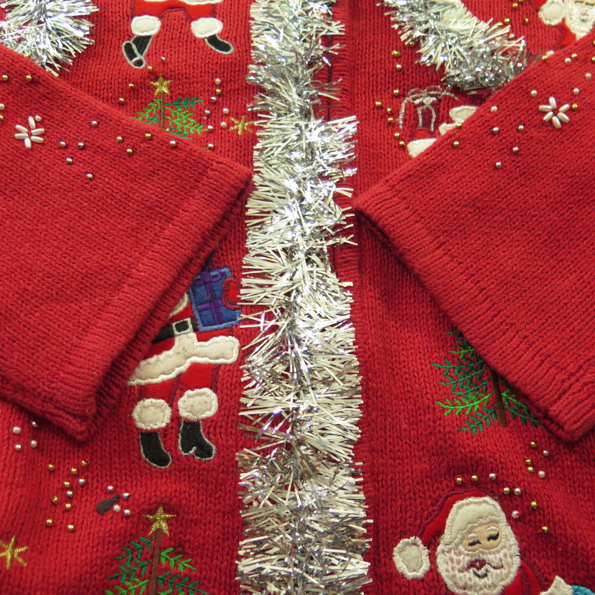 Ugly Santa Clause Christmas Cardigan Sweater Unisex 1X or Large Garland ...