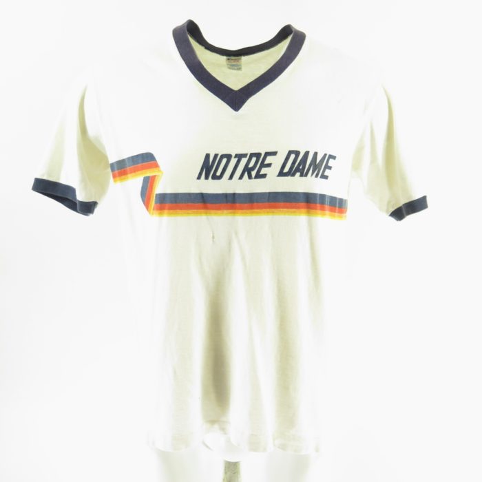 Vintage 80s Dame Champion T-Shirt XL USA Made Stripes White University The Clothing Vault