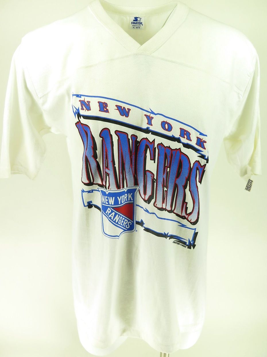 Vtg Rare NHL New York Rangers Starter Hooded Baseball Jersey Size XL NHL