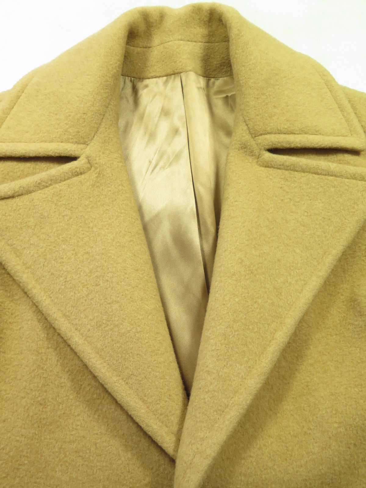 Vintage 70s Camel Overcoat Coat Womens Large 100% Camelhair Wide 