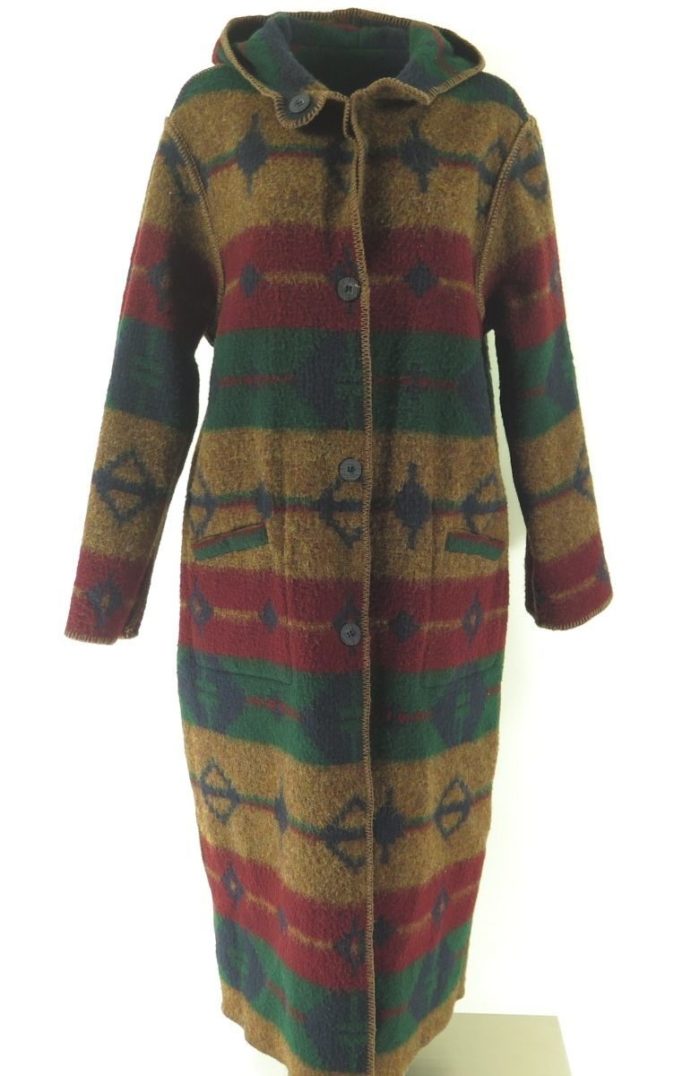 Vintage Woolrich Southwestern Blanket Coat Womens L Wool USA Made