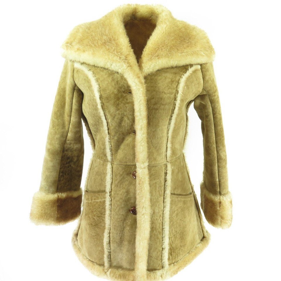 Vintage 70s Sheepskin Shearling Coat Womens 14 Deadstock Real Fur | The ...