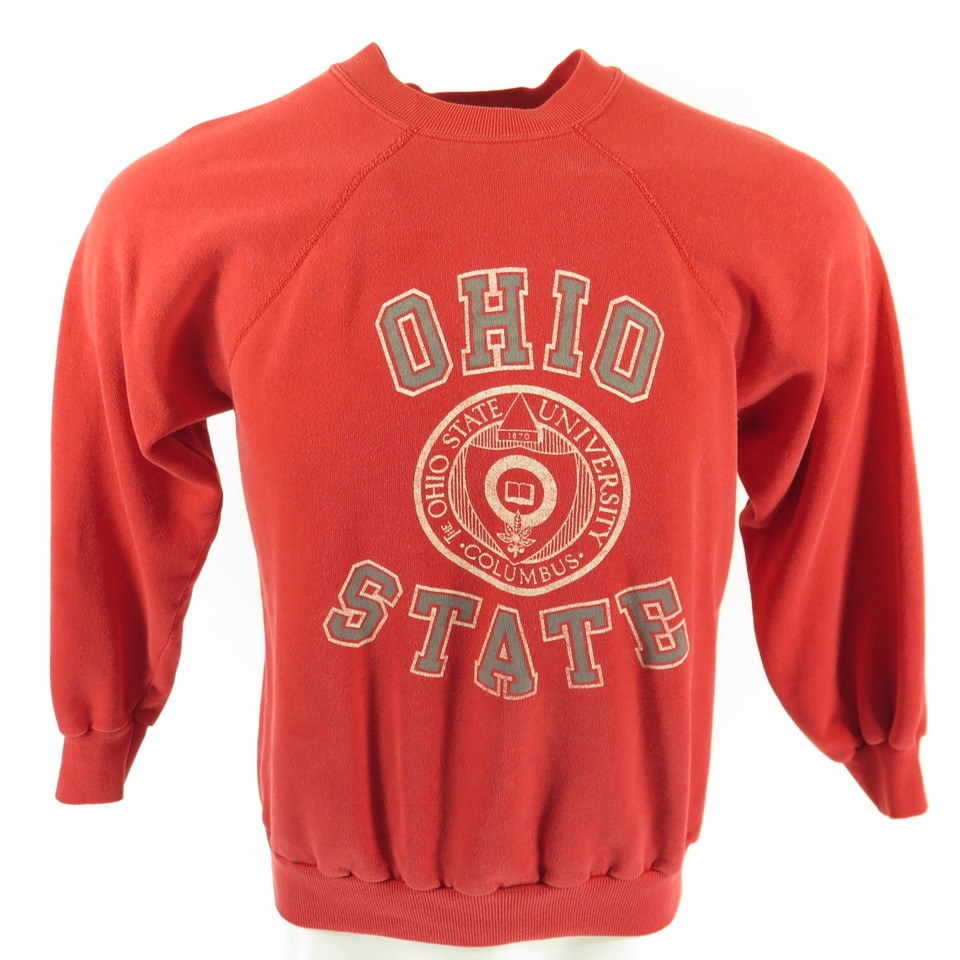 Vintage 80s Champion Ohio State University Sweatshirt L Crest Print USA Made