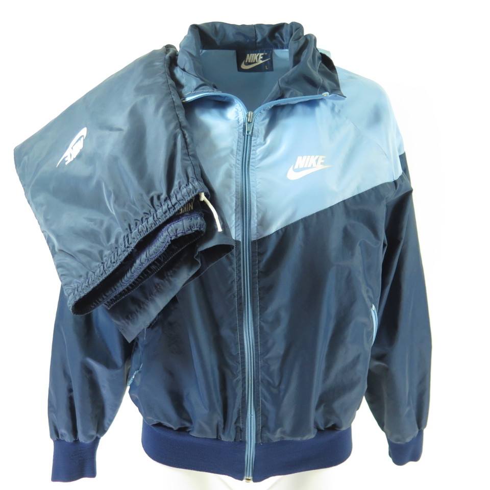 Vintage 80s Nike Track Suit Jacket Womens L Pants L Blue Sport Two Tone ...