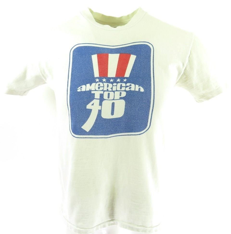 Vintage 80s American Top 40 T-Shirt Mens M Hanes USA Made Radio