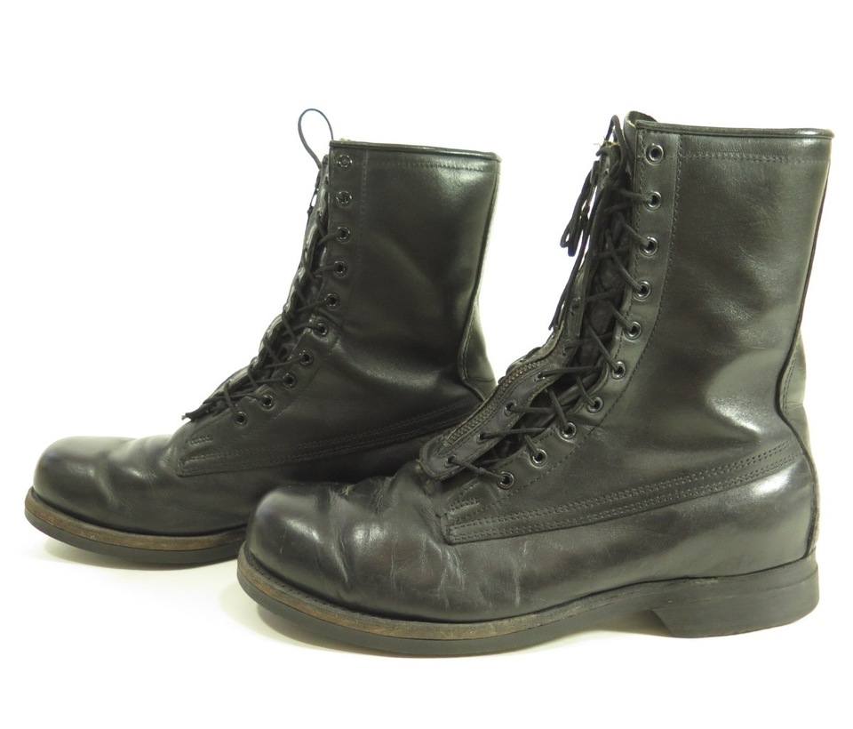 Vintage 70s Military Combat Boots 10 Black Leather Oil Goodyear