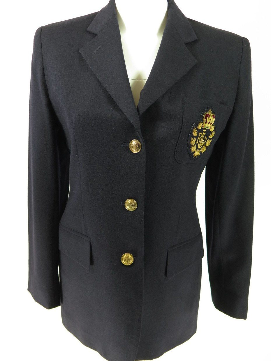 ralph lauren women's blazer with crest
