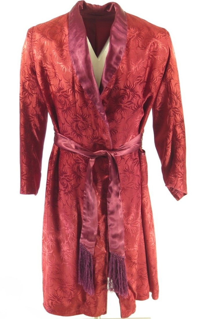 Vintage 50s Atomic Rockabilly Robe Mens M Smoking Silk Red | The ...