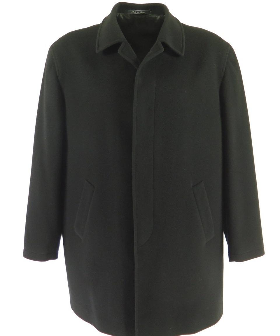 Cashmere Overcoat Coat Neiman Marcus Mens 48 Italy Made Classic Black ...